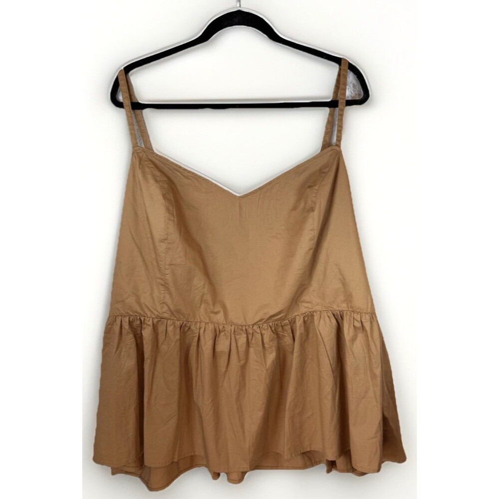 Old Navy Tank Top Blouse Women’s 4X Tan Beige Spaghetti Strap Cotton NWT‎ NEW